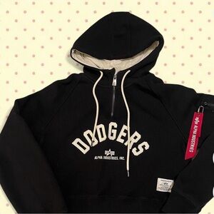 Alpha Industries x Dodgers Black Jacket with Red Tag